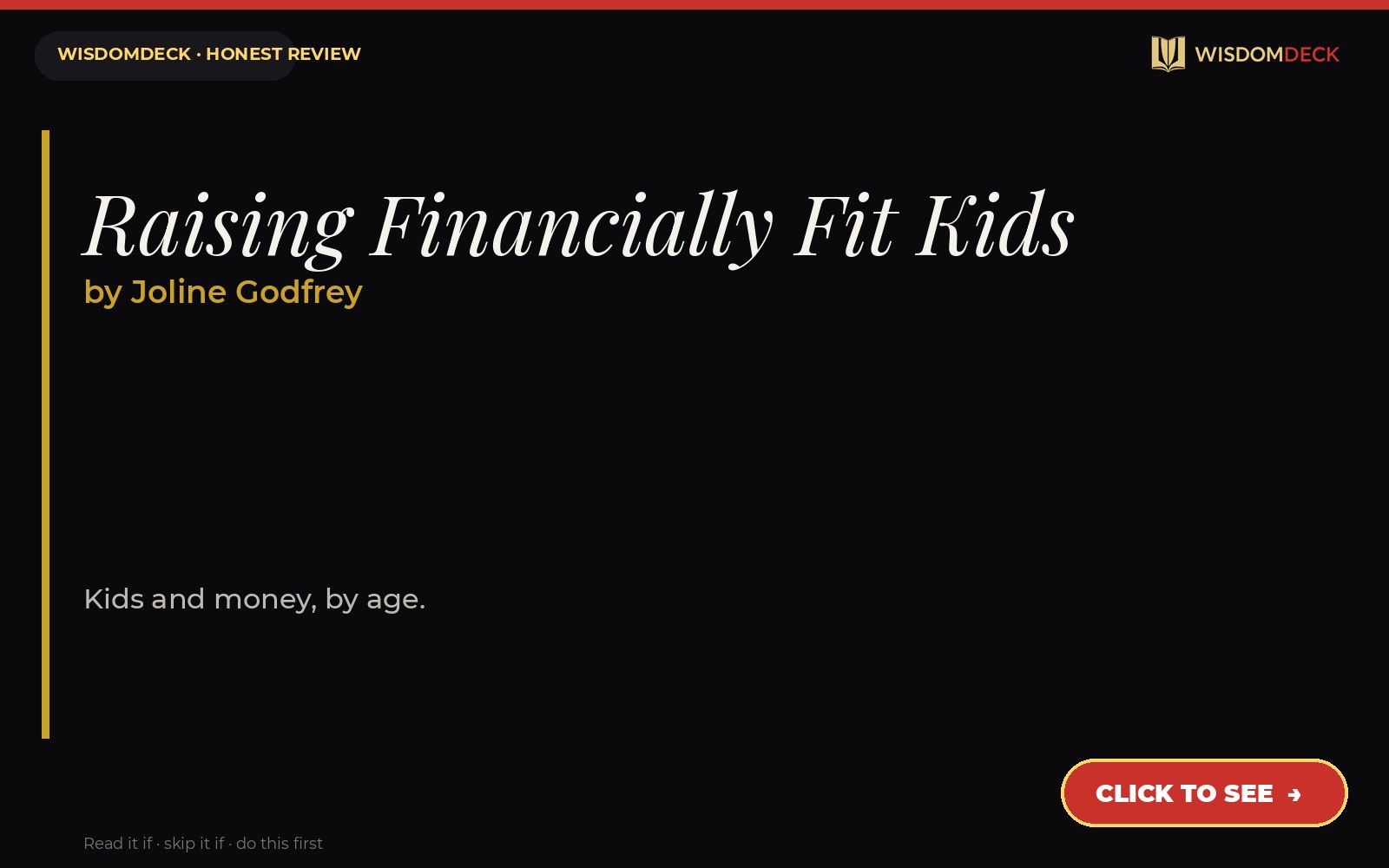 Raising Financially Fit Kids by Joline Godfrey — WisdomDeck review