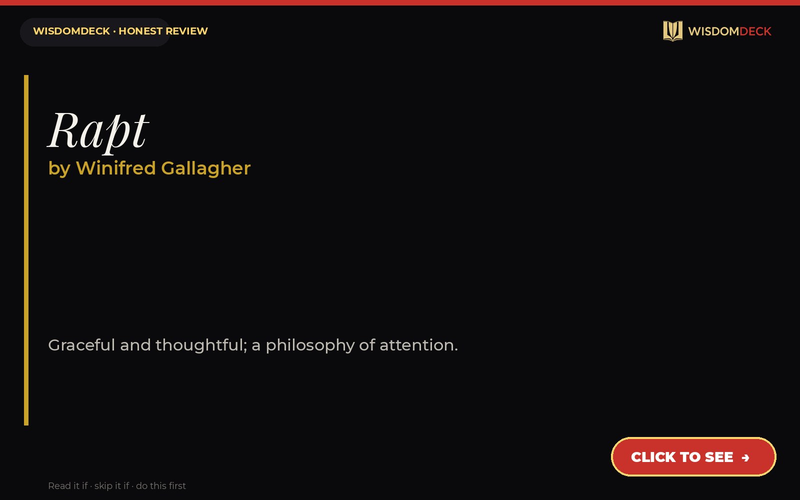 Rapt by Winifred Gallagher — WisdomDeck review