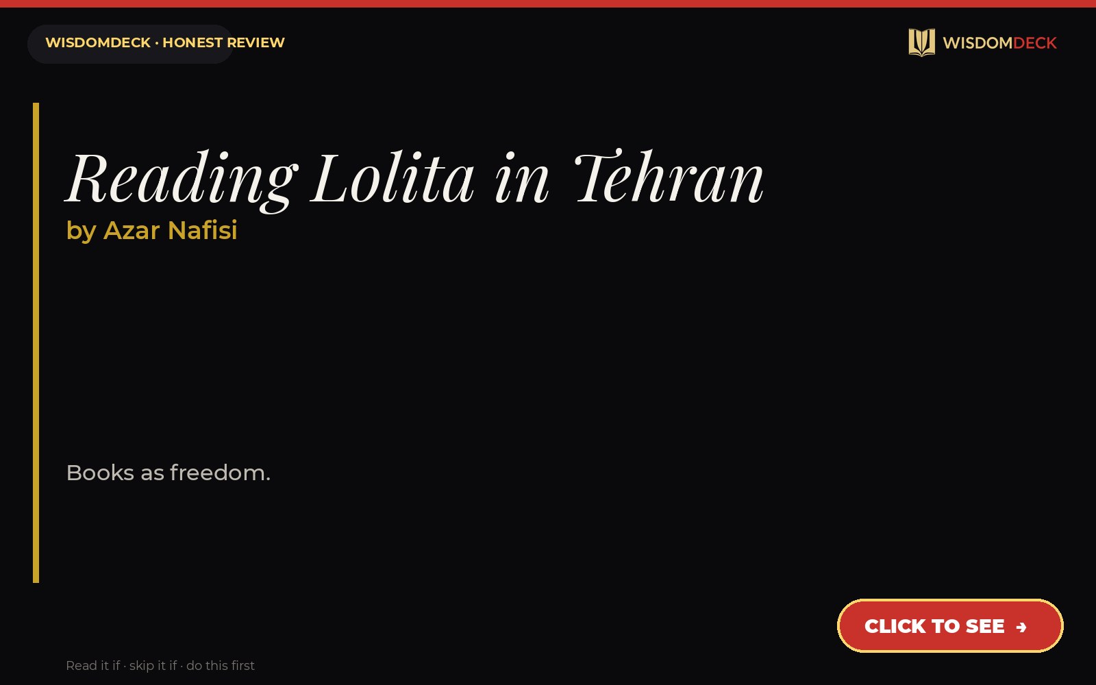 Reading Lolita in Tehran by Azar Nafisi — WisdomDeck review