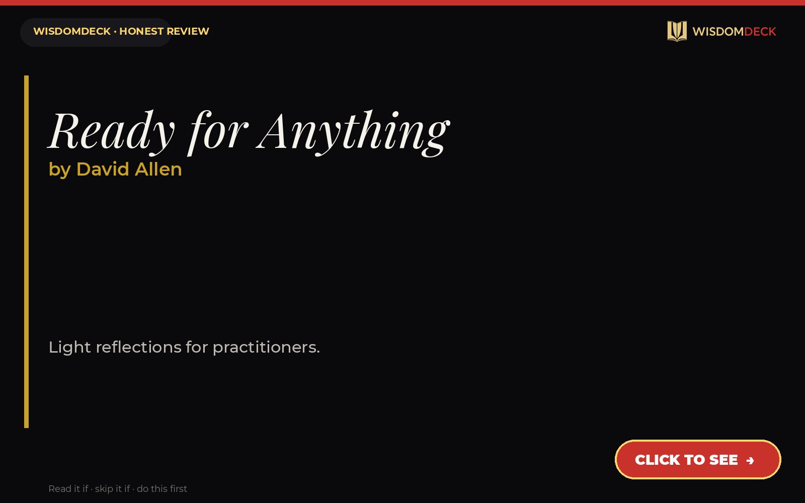 Ready for Anything by David Allen — WisdomDeck review