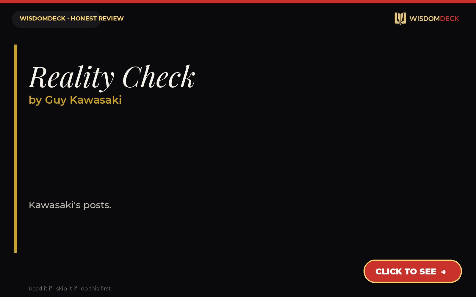 Reality Check by Guy Kawasaki — WisdomDeck honest review