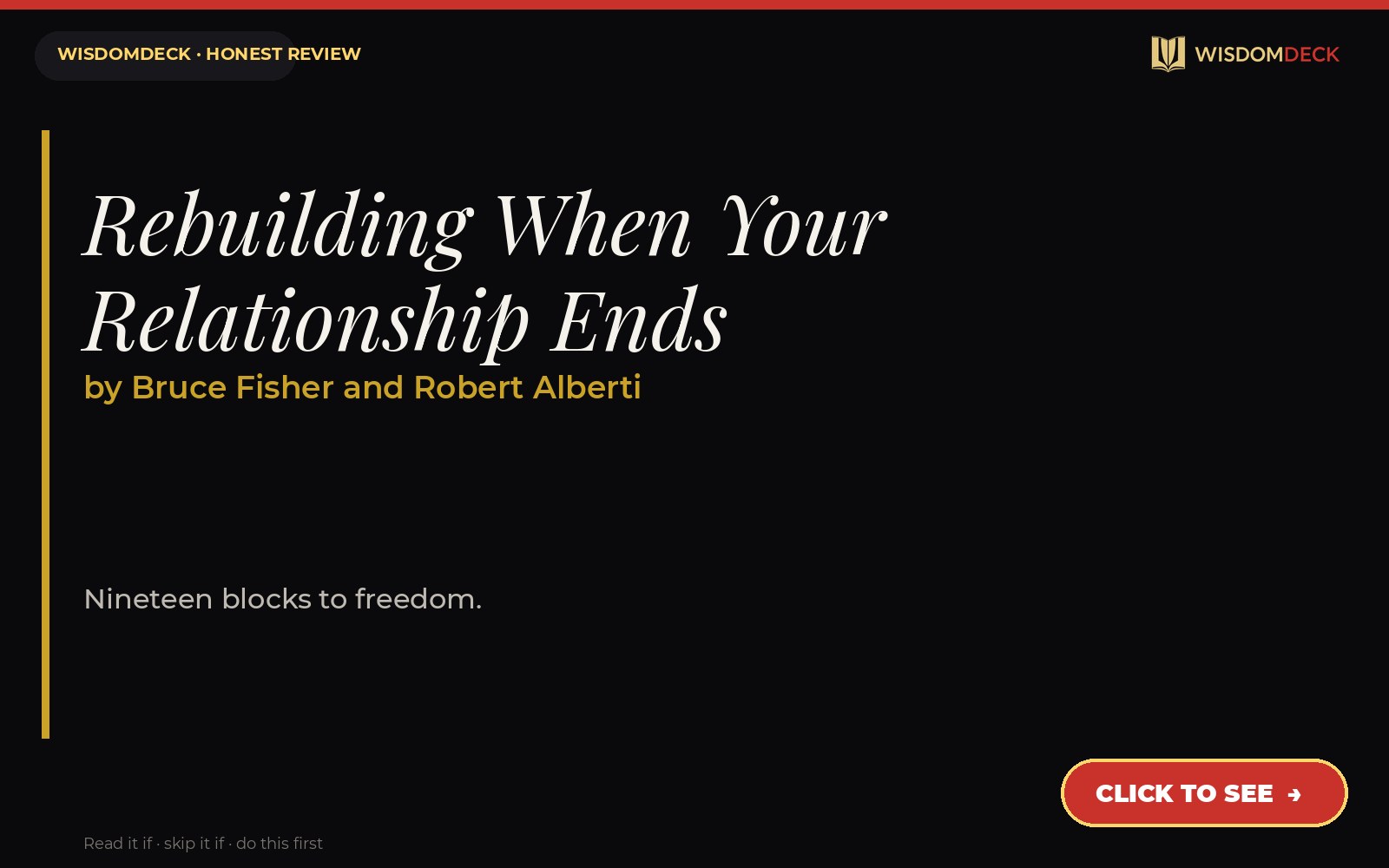 Rebuilding When Your Relationship Ends by Bruce Fisher and Robert Alberti — WisdomDeck review