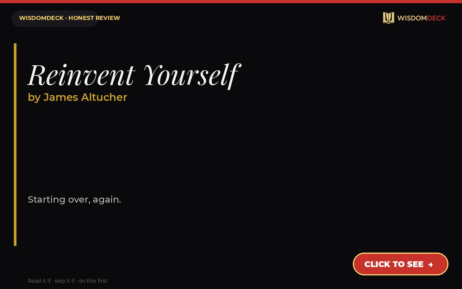 Reinvent Yourself by James Altucher — WisdomDeck review