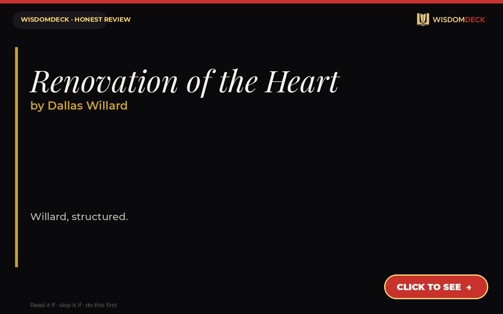 Renovation of the Heart by Dallas Willard — WisdomDeck review