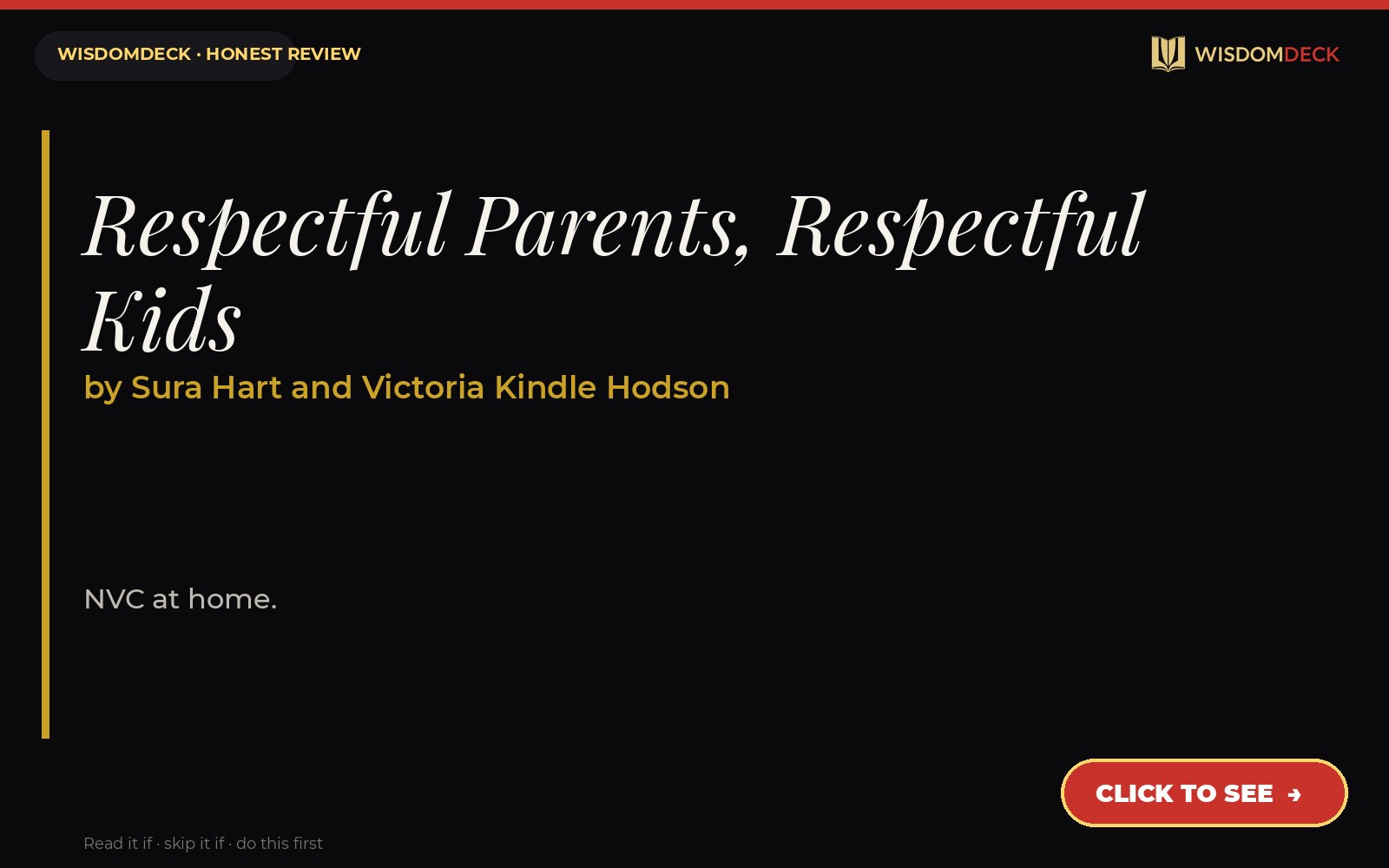 Respectful Parents, Respectful Kids by Sura Hart and Victoria Kindle Hodson — WisdomDeck review