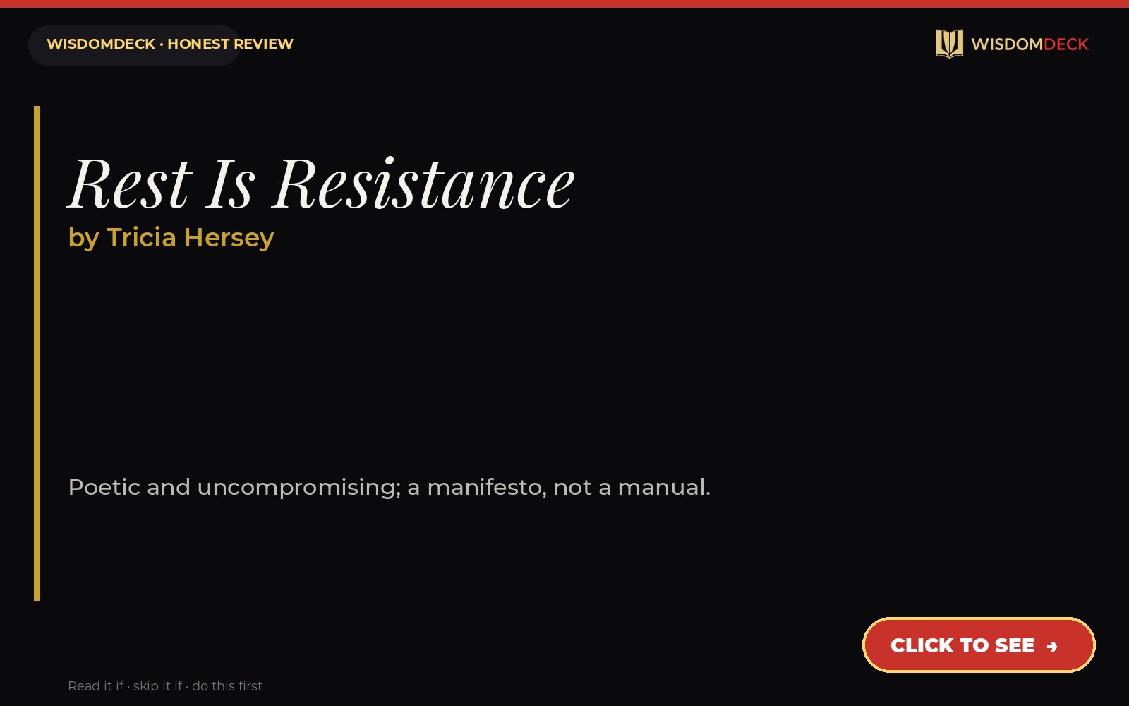 Rest Is Resistance by Tricia Hersey — WisdomDeck review