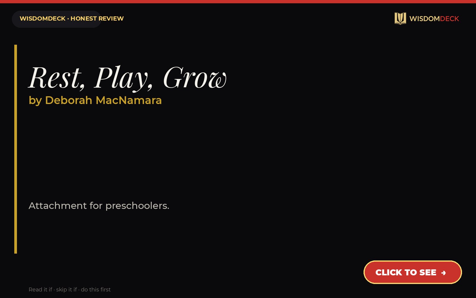 Rest, Play, Grow by Deborah MacNamara — WisdomDeck honest review