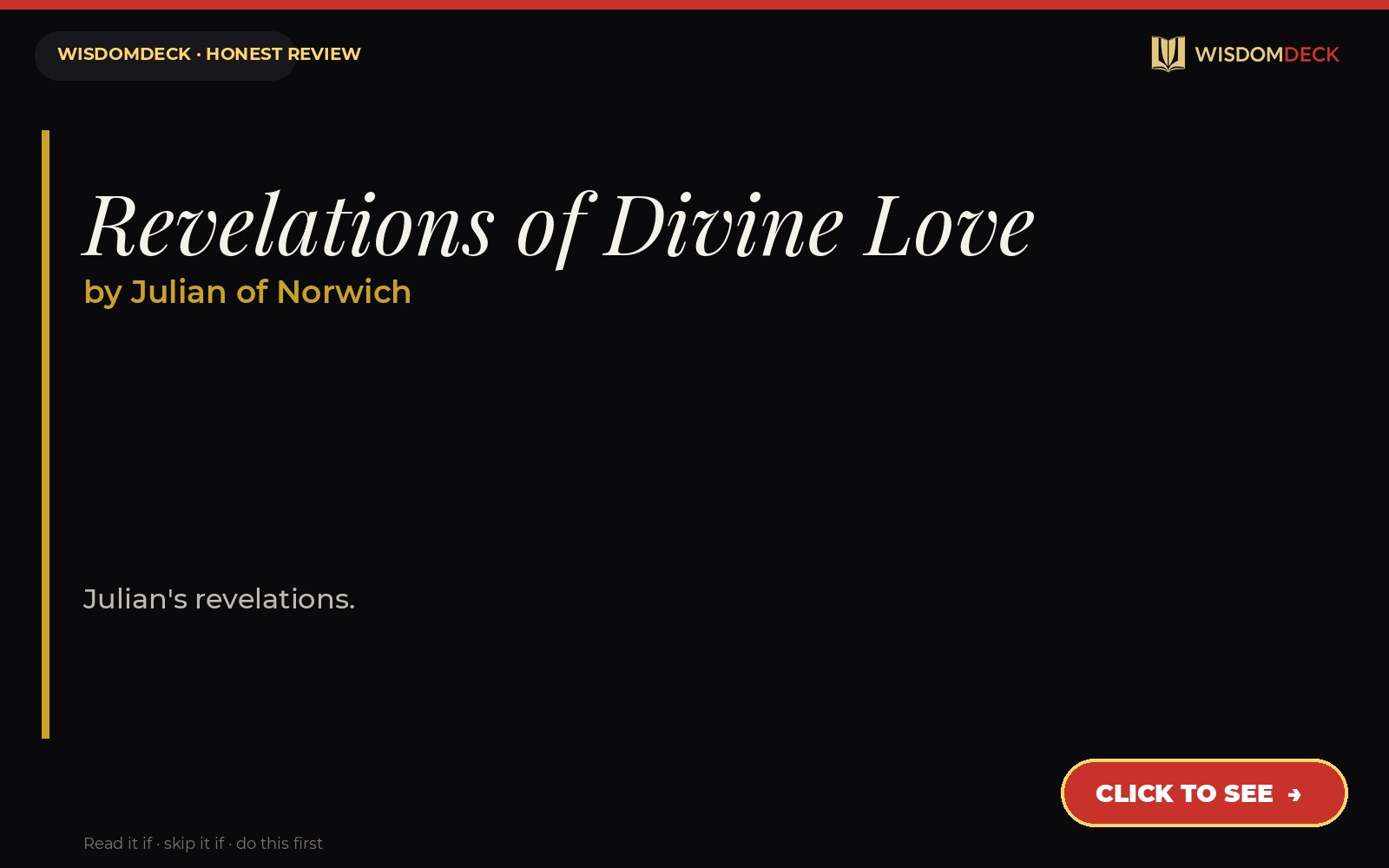 Revelations of Divine Love by Julian of Norwich — WisdomDeck review