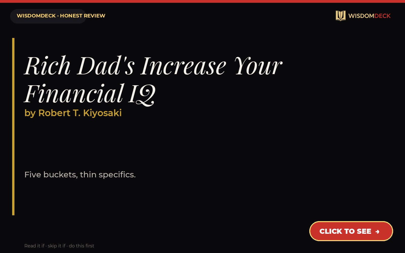 Rich Dad's Increase Your Financial IQ by Robert T. Kiyosaki — WisdomDeck review