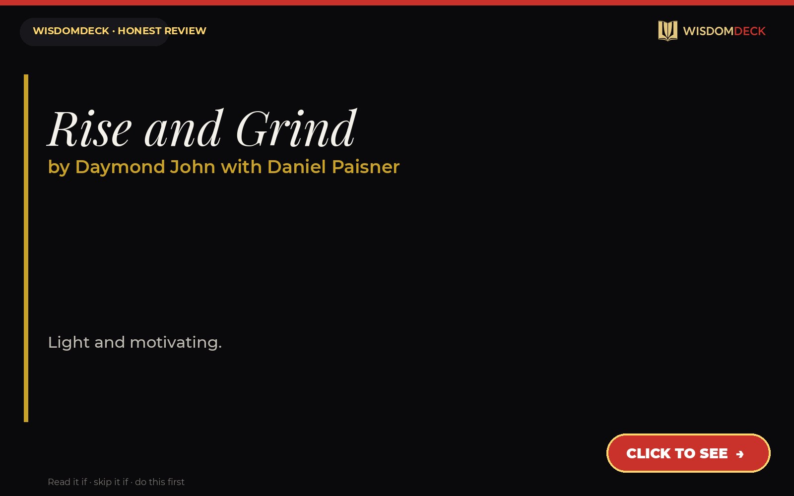 Rise and Grind by Daymond John with Daniel Paisner — WisdomDeck review