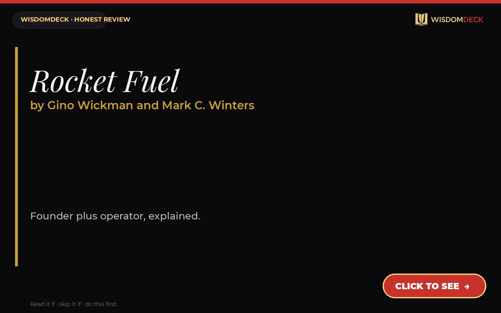 Rocket Fuel by Gino Wickman and Mark C. Winters — WisdomDeck honest review