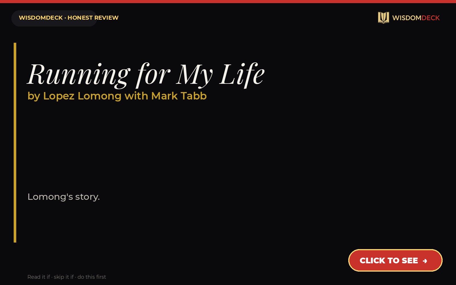 Running for My Life by Lopez Lomong with Mark Tabb — WisdomDeck review
