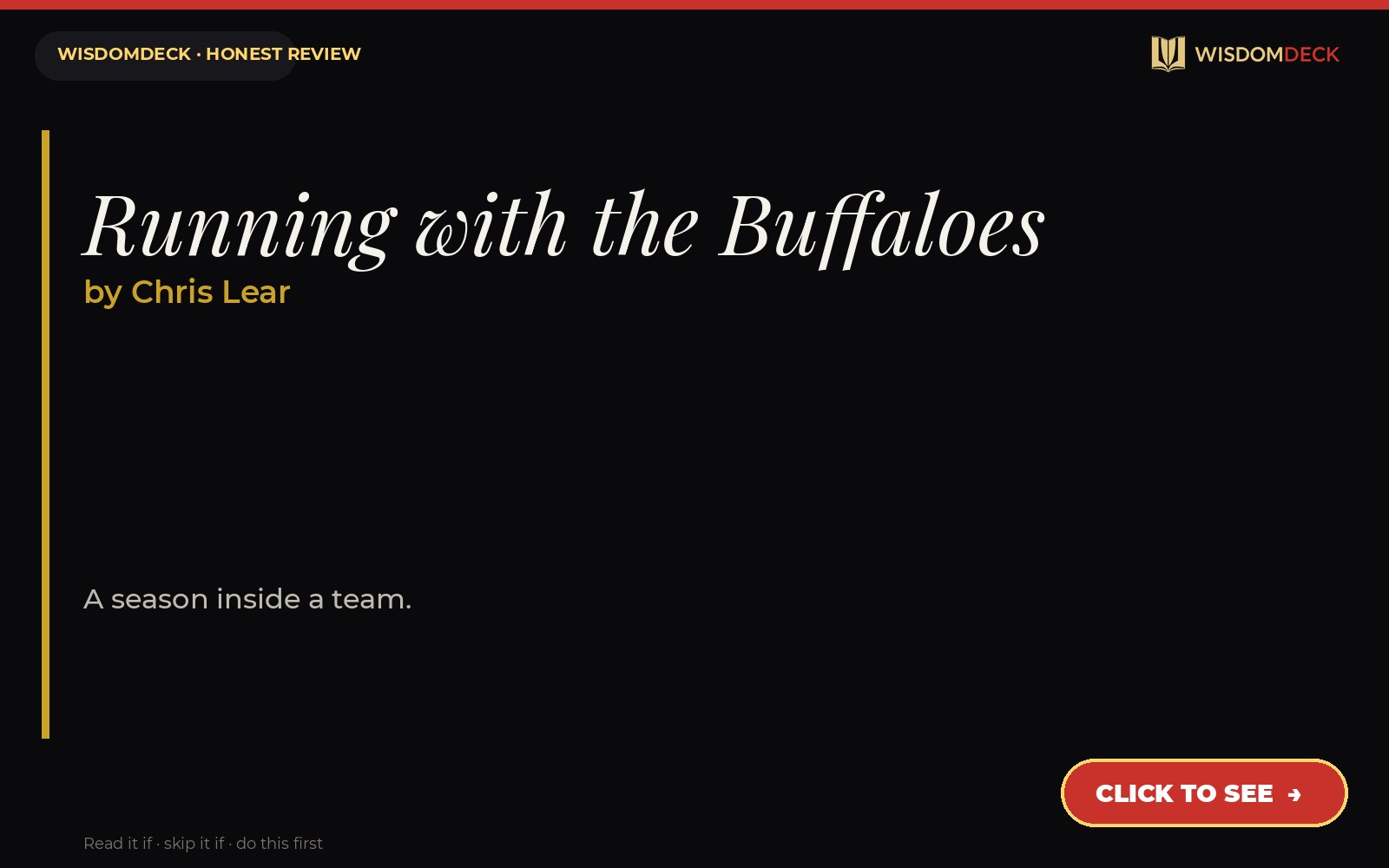 Running with the Buffaloes by Chris Lear — WisdomDeck review