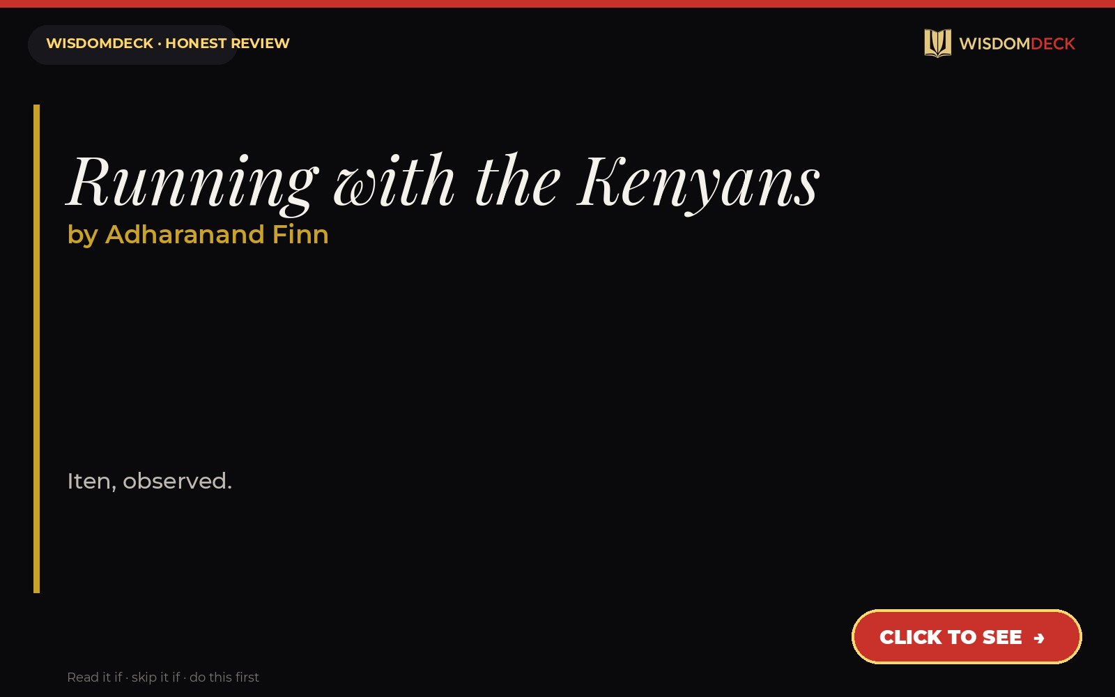 Running with the Kenyans by Adharanand Finn — WisdomDeck review