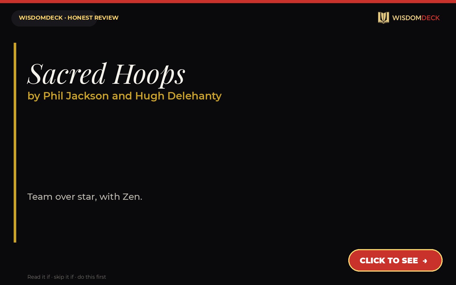 Sacred Hoops by Phil Jackson and Hugh Delehanty — WisdomDeck review