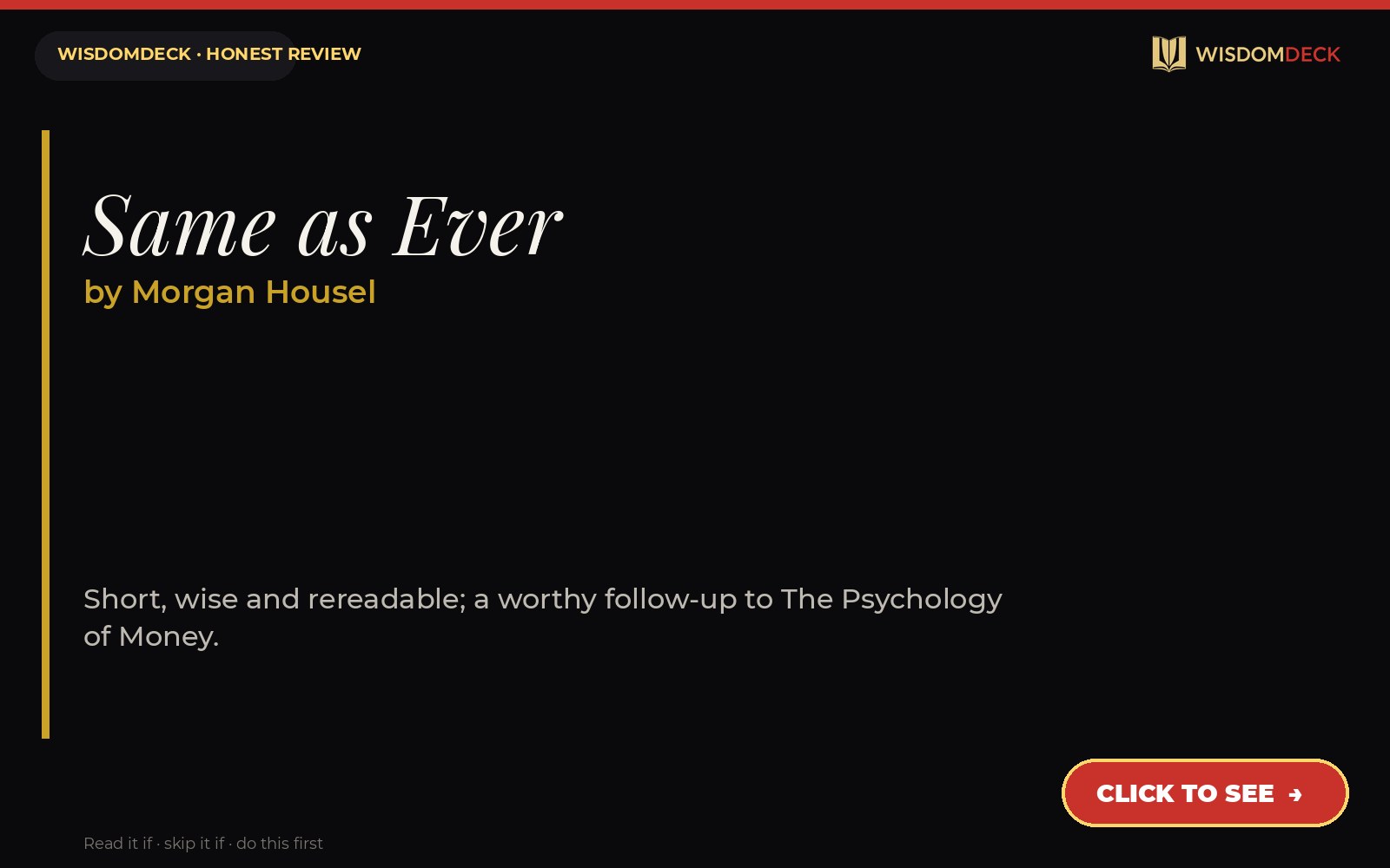 Same as Ever by Morgan Housel — WisdomDeck review