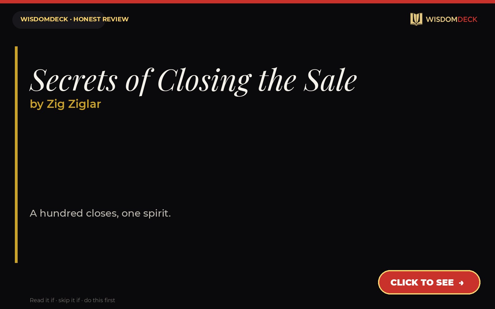 Secrets of Closing the Sale by Zig Ziglar — WisdomDeck review