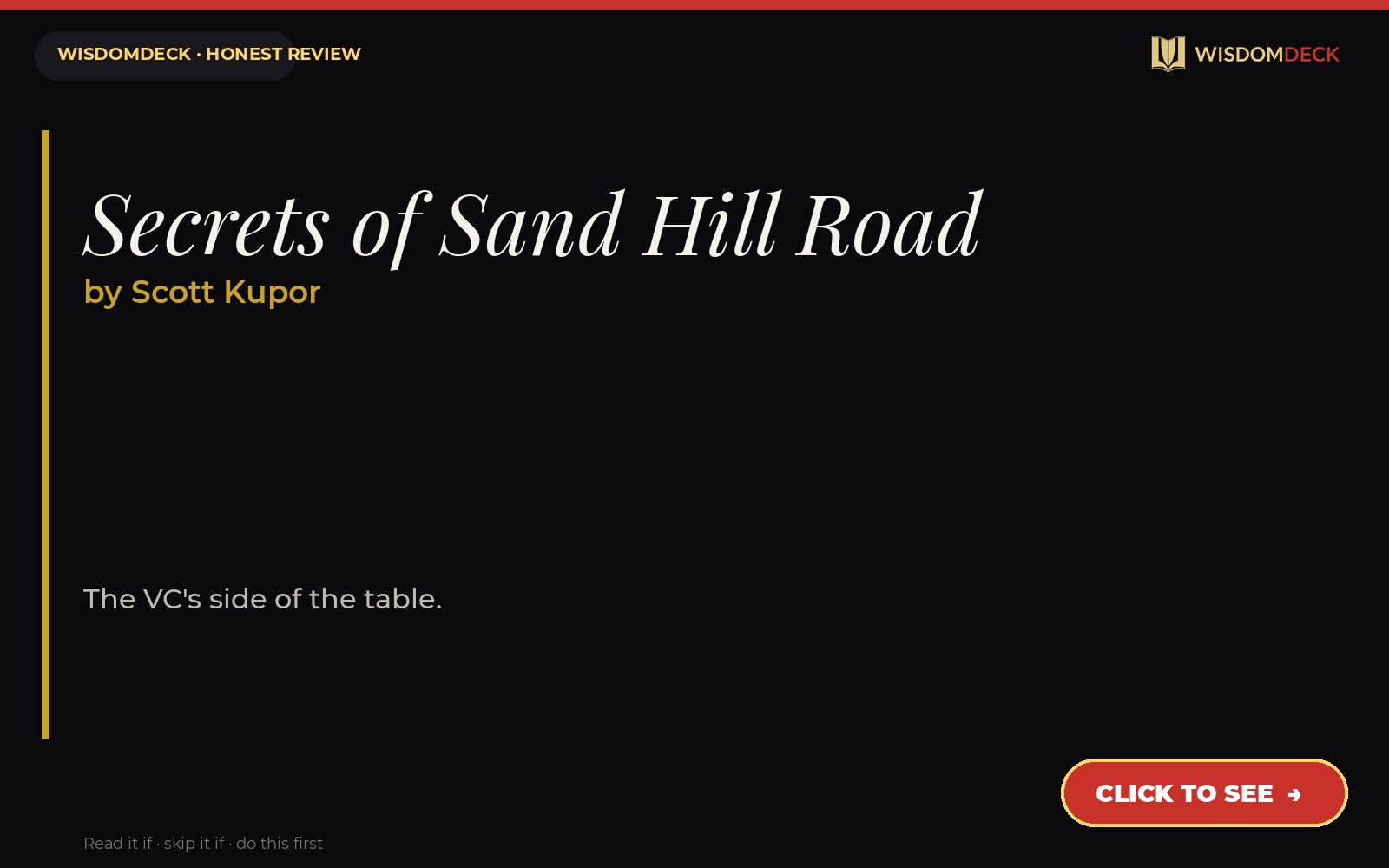 Secrets of Sand Hill Road by Scott Kupor — WisdomDeck review