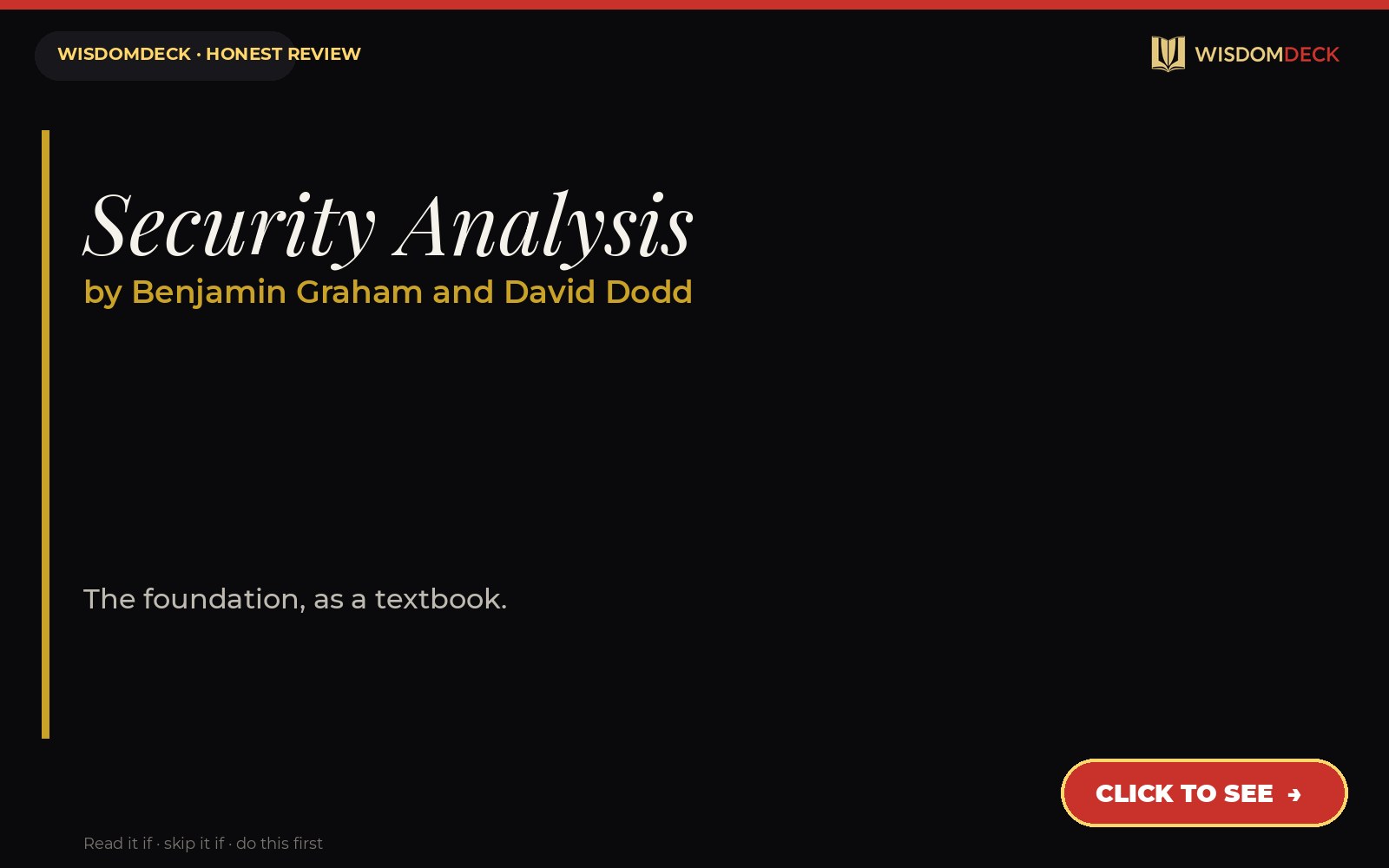 Security Analysis by Benjamin Graham and David Dodd — WisdomDeck honest review
