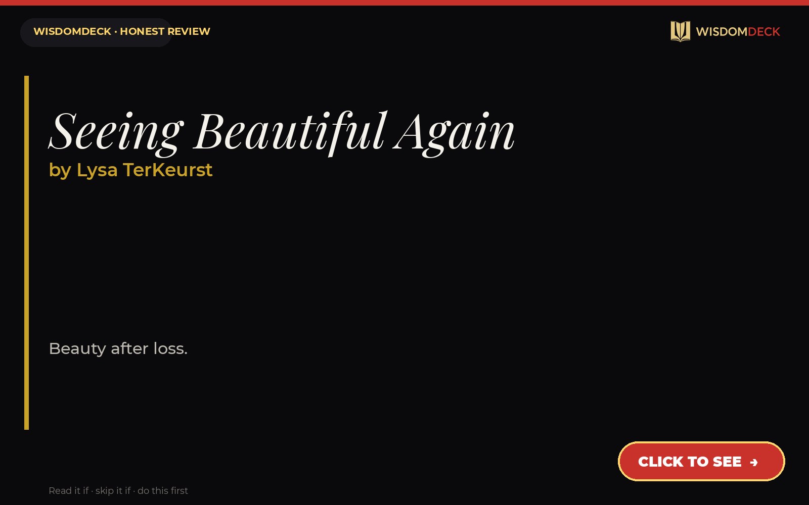 Seeing Beautiful Again by Lysa TerKeurst — WisdomDeck review