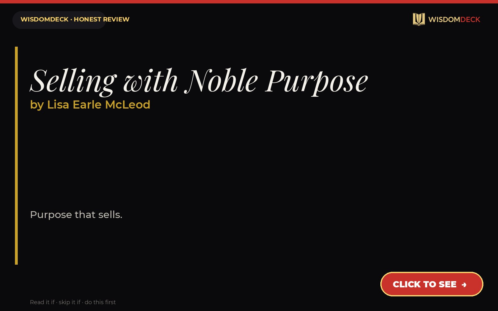 Selling with Noble Purpose by Lisa Earle McLeod — WisdomDeck review