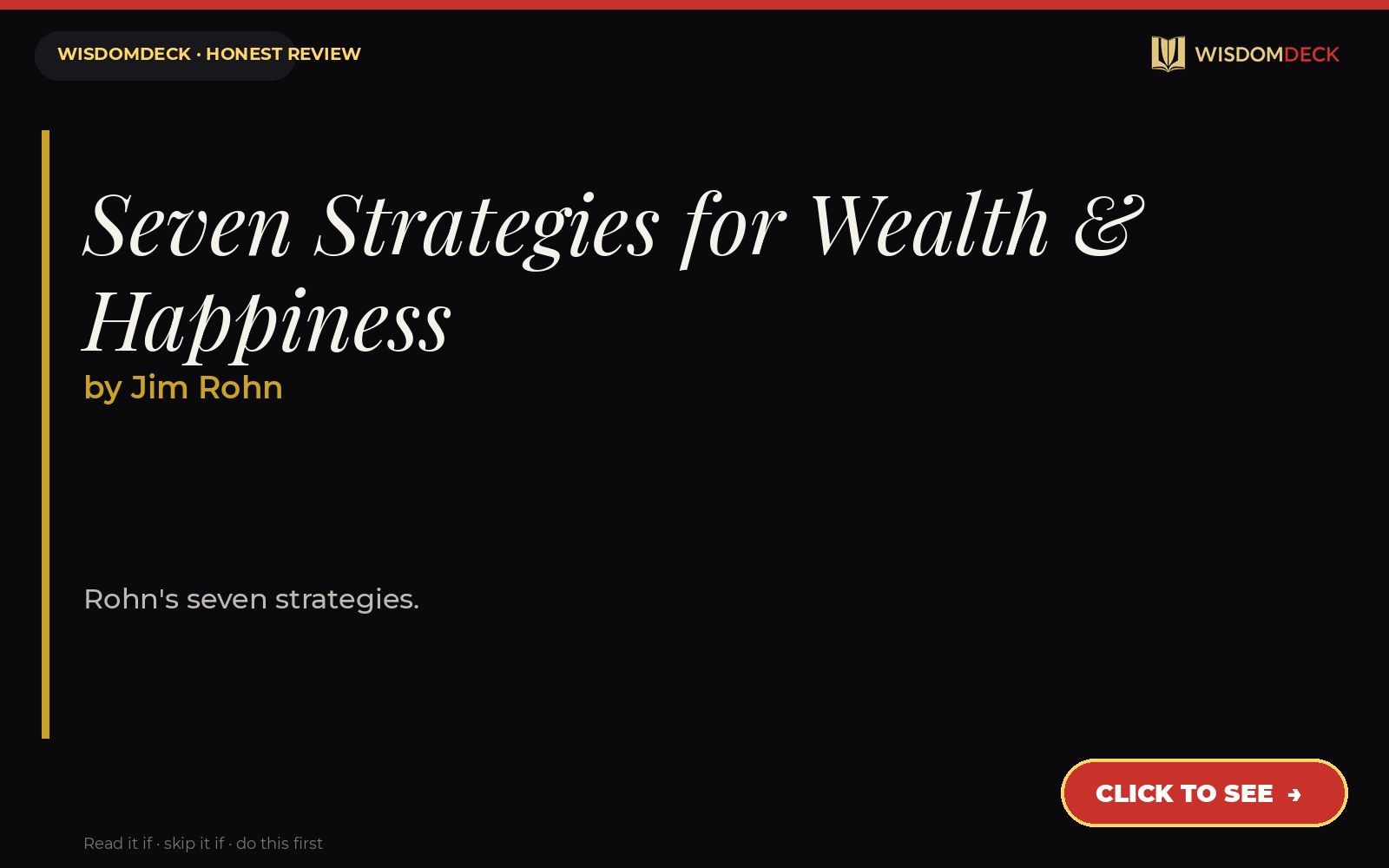 Seven Strategies for Wealth & Happiness by Jim Rohn — WisdomDeck review