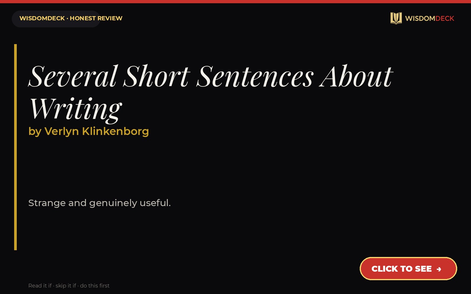 Several Short Sentences About Writing by Verlyn Klinkenborg — WisdomDeck review