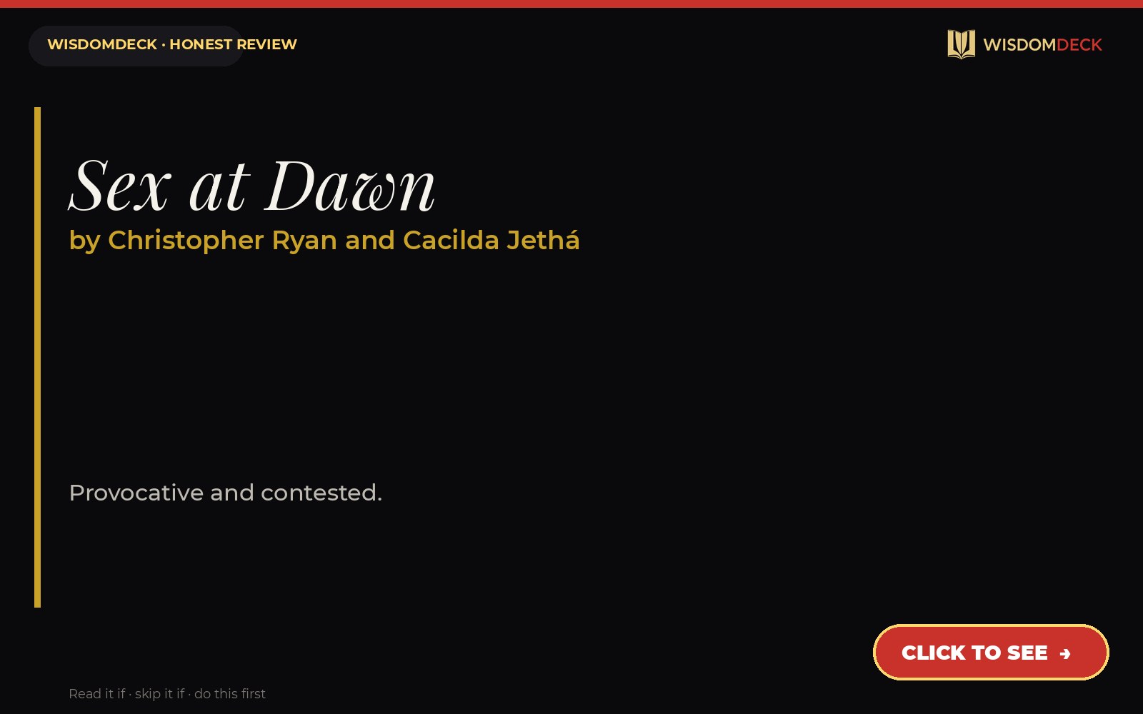 Sex at Dawn by Christopher Ryan and Cacilda Jethá — WisdomDeck review