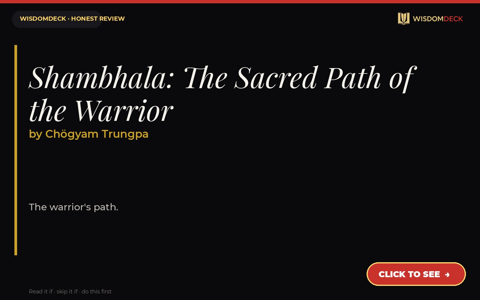 Shambhala: The Sacred Path of the Warrior by Chögyam Trungpa — WisdomDeck review