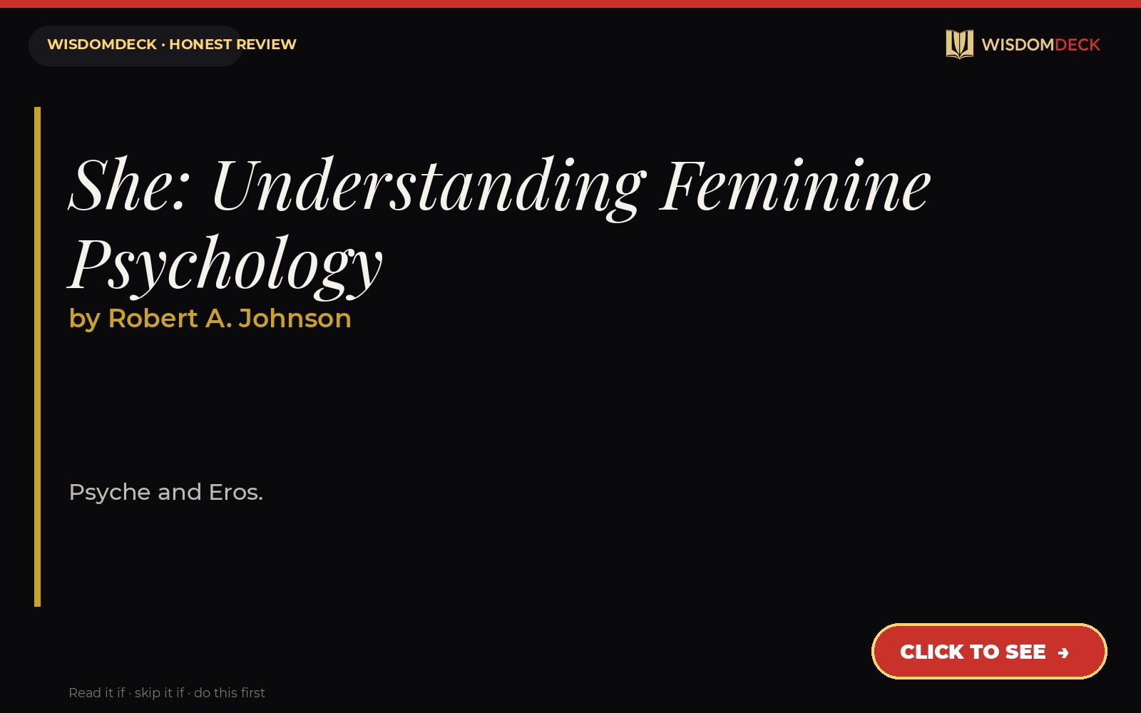 She: Understanding Feminine Psychology by Robert A. Johnson — WisdomDeck review