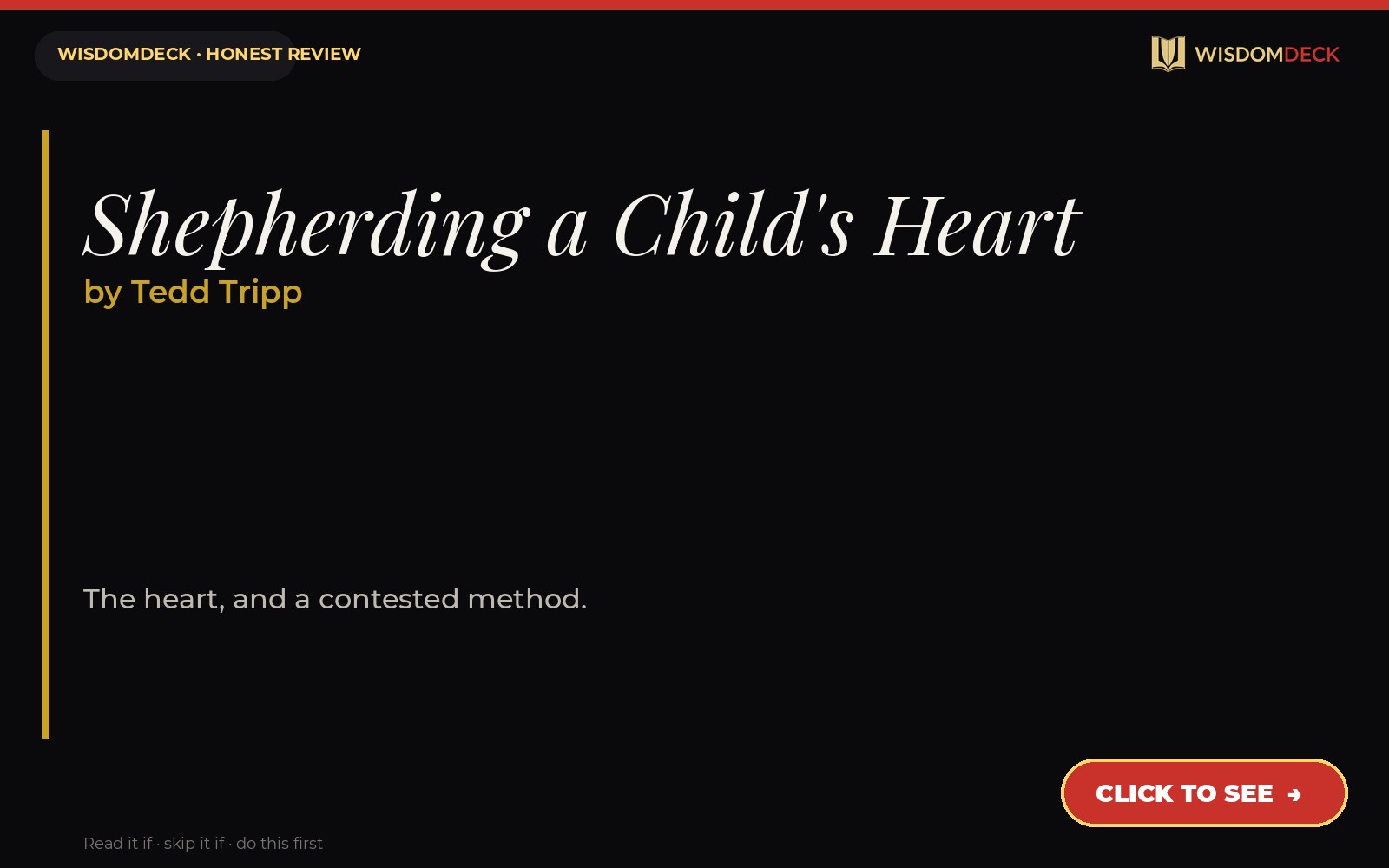 Shepherding a Child's Heart by Tedd Tripp — WisdomDeck review