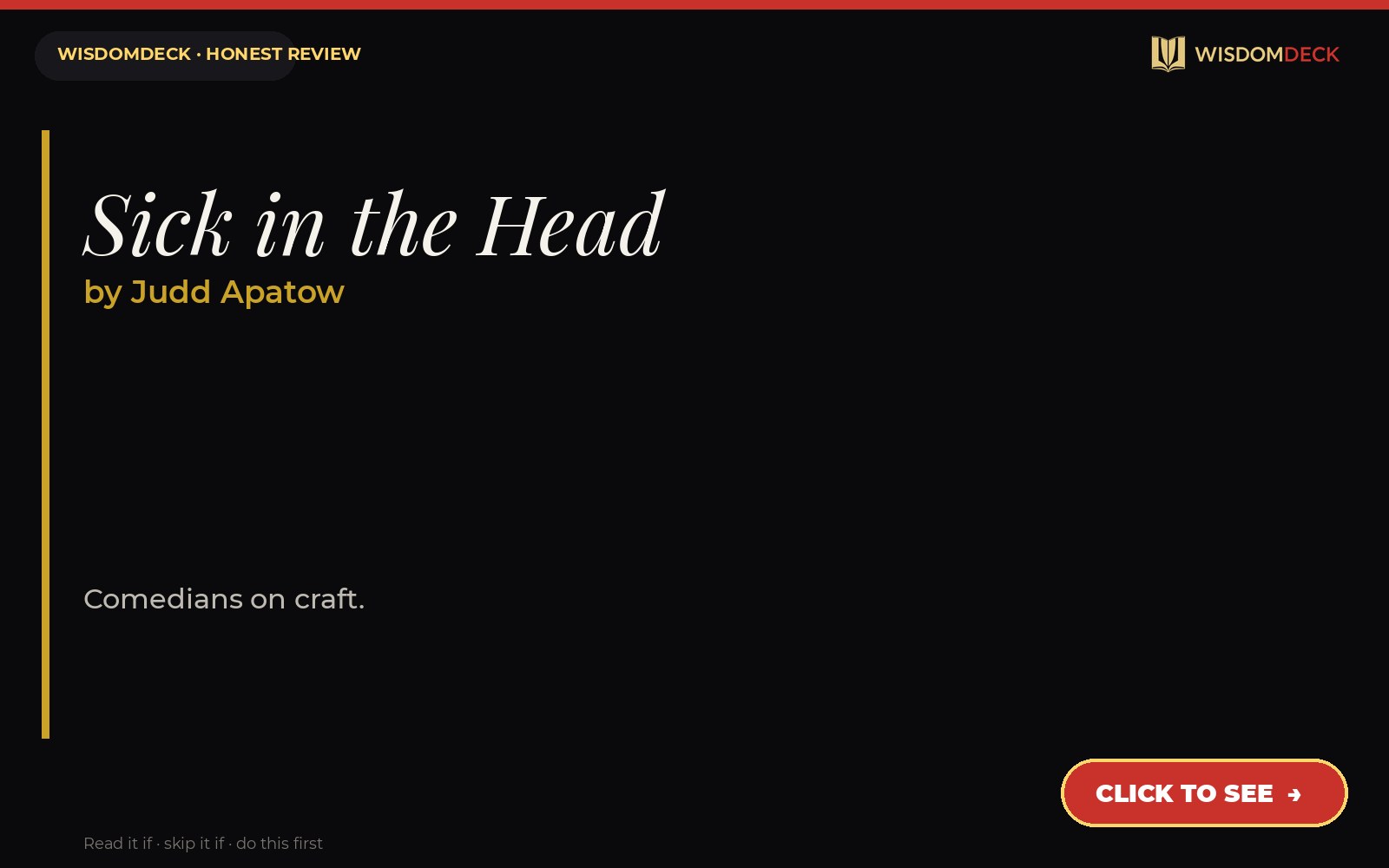 Sick in the Head by Judd Apatow — WisdomDeck review