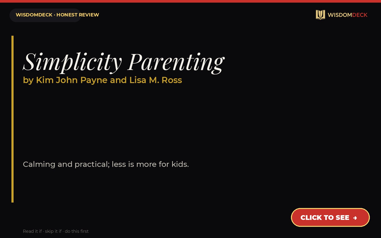 Simplicity Parenting by Kim John Payne and Lisa M. Ross — WisdomDeck review
