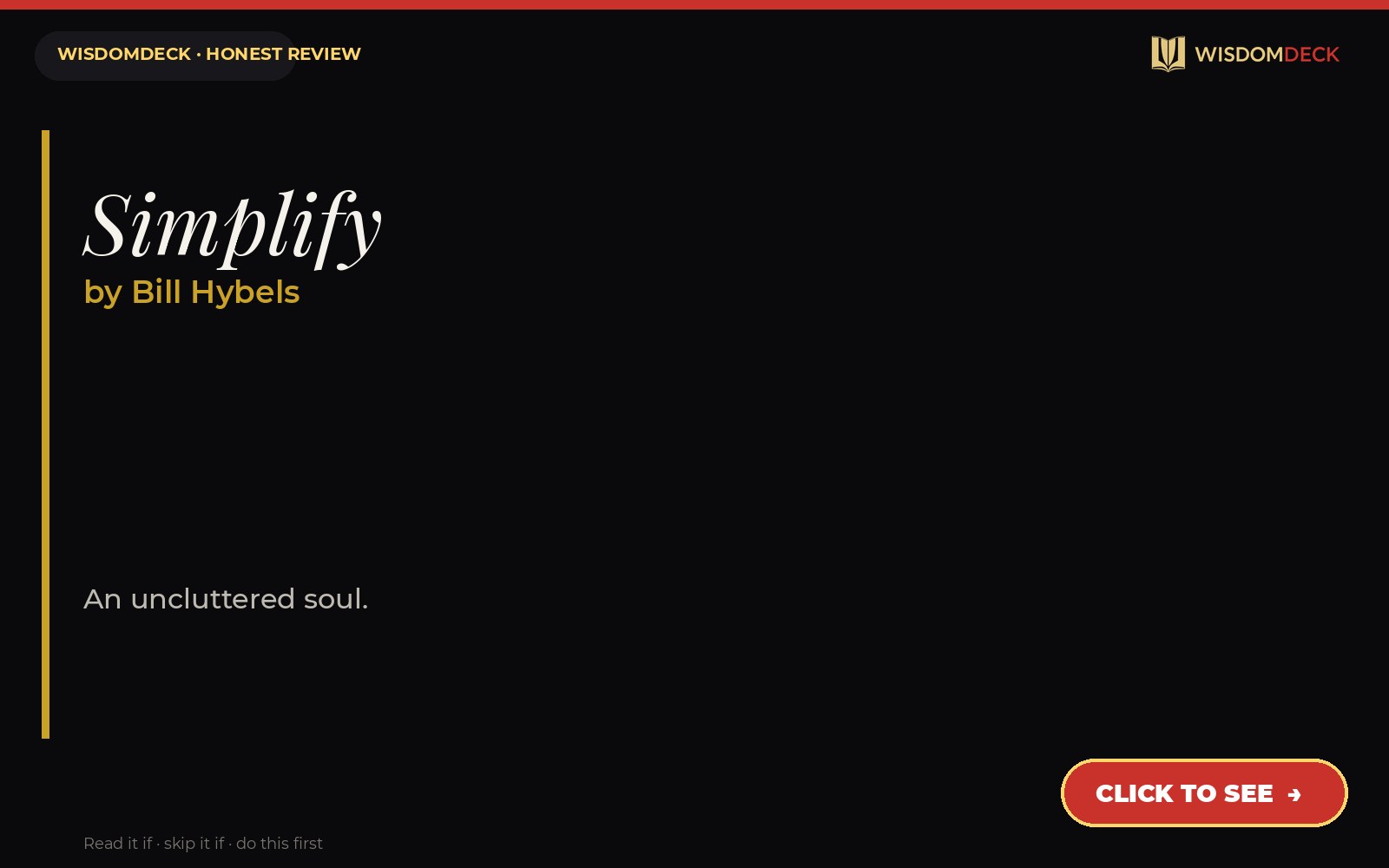 Simplify by Bill Hybels — WisdomDeck honest review