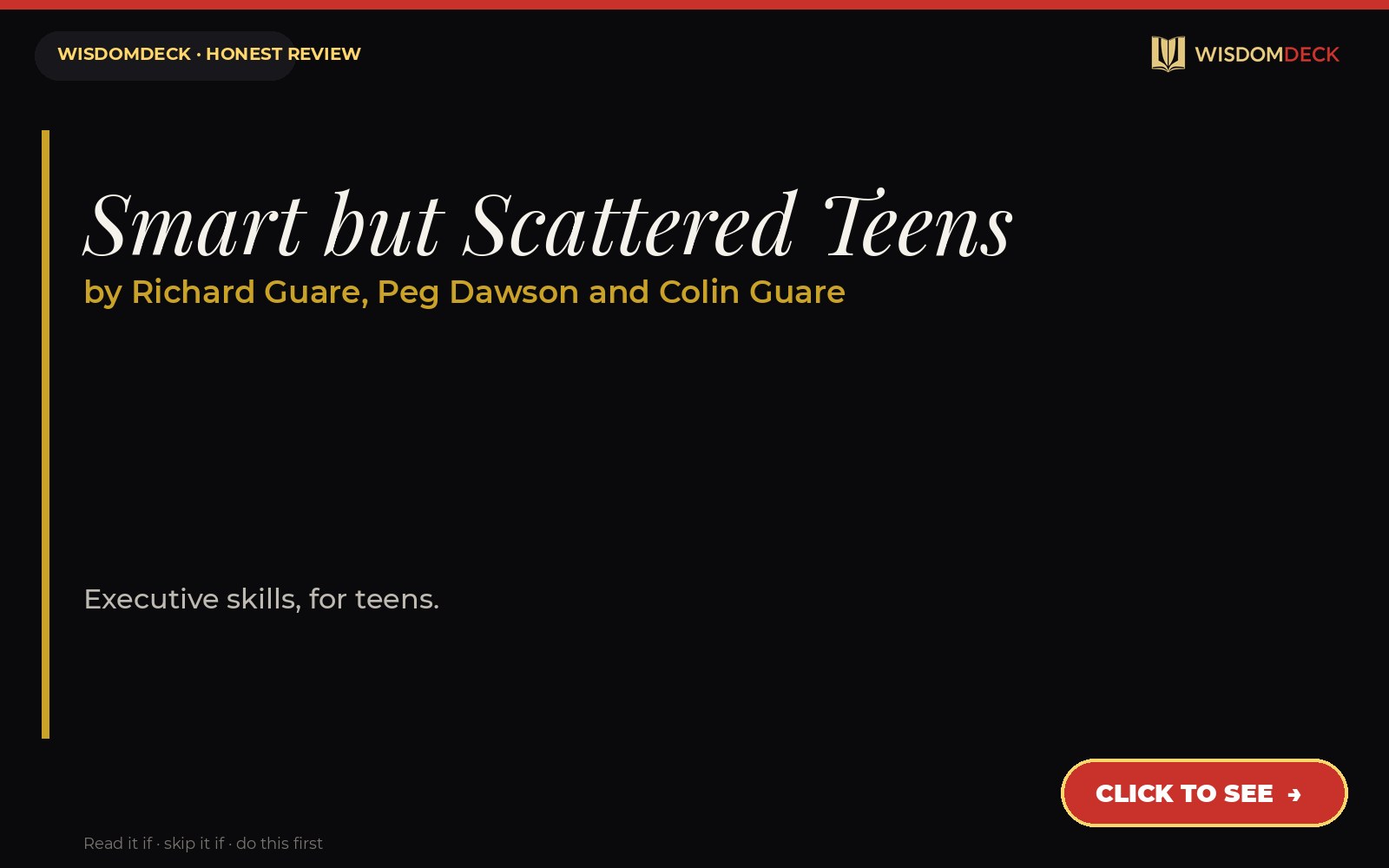Smart but Scattered Teens by Richard Guare, Peg Dawson and Colin Guare — WisdomDeck review