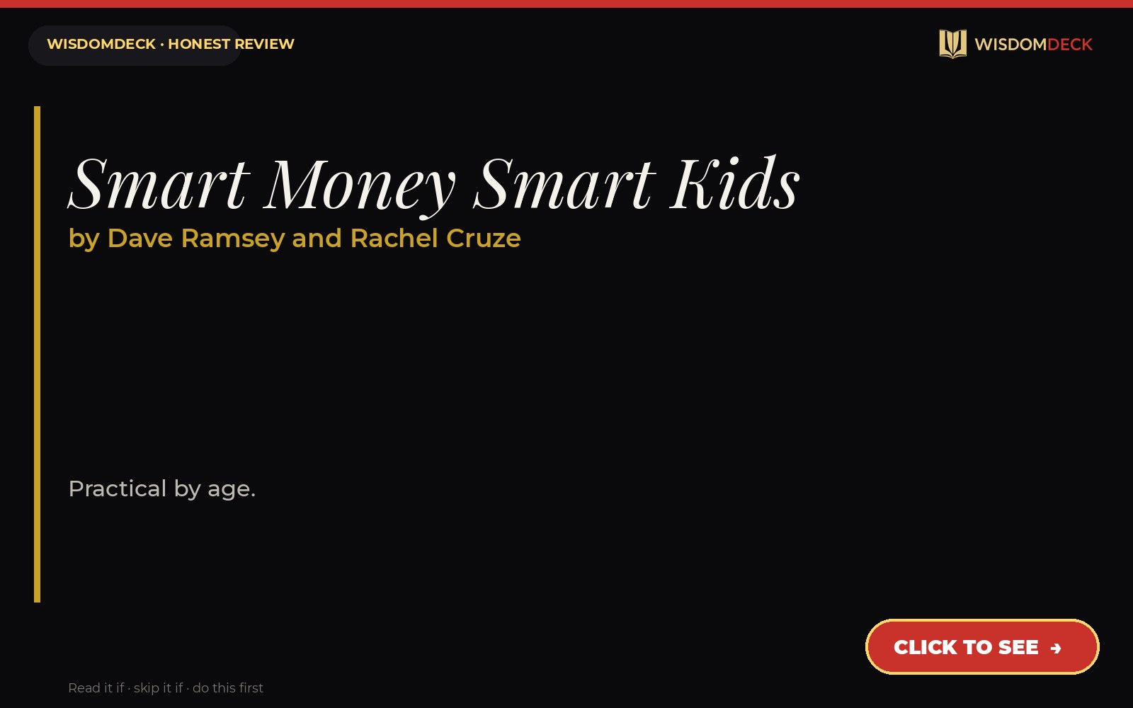Smart Money Smart Kids by Dave Ramsey and Rachel Cruze — WisdomDeck review