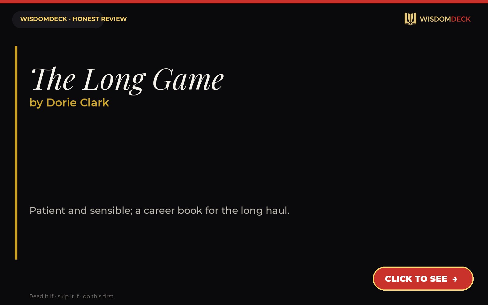 The Long Game by Dorie Clark — WisdomDeck review