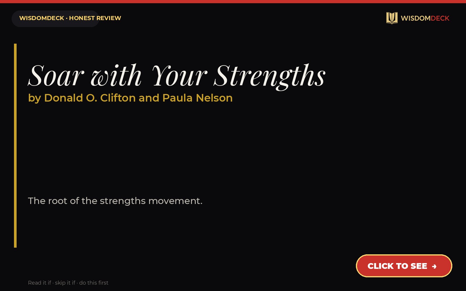 Soar with Your Strengths by Donald O. Clifton and Paula Nelson — WisdomDeck review