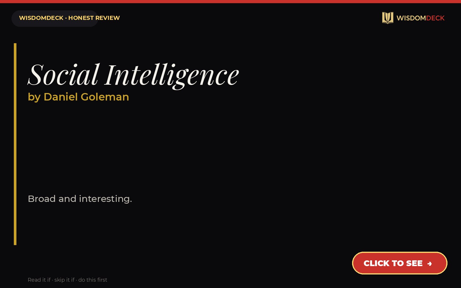Social Intelligence by Daniel Goleman — WisdomDeck review