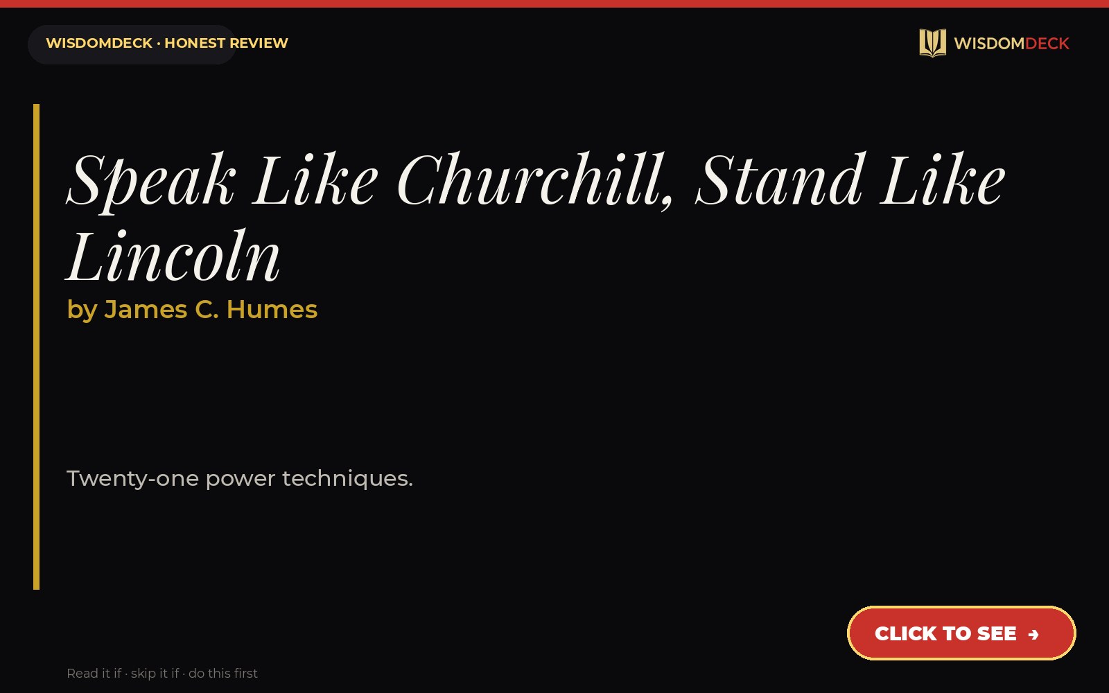 Speak Like Churchill, Stand Like Lincoln by James C. Humes — WisdomDeck review