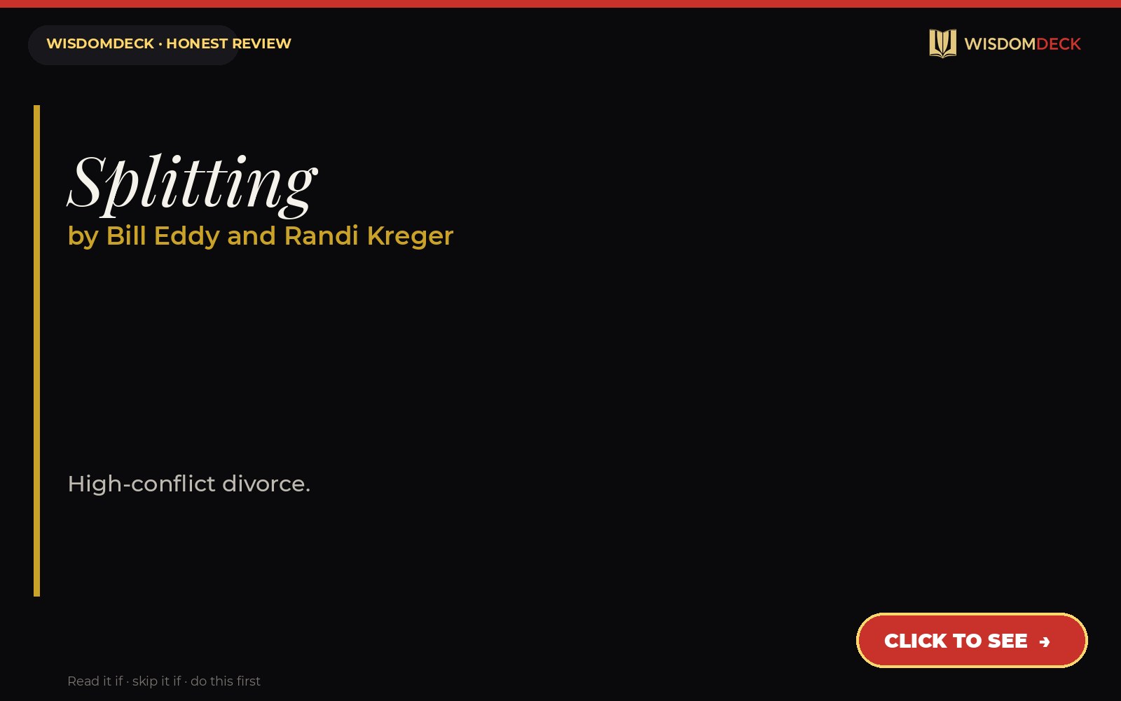 Splitting by Bill Eddy and Randi Kreger — WisdomDeck honest review