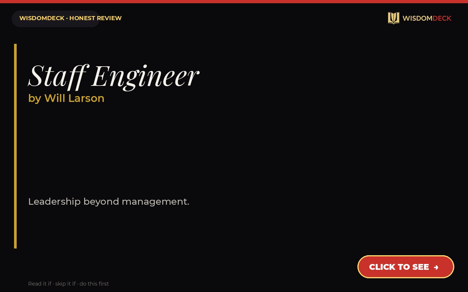Staff Engineer by Will Larson — WisdomDeck review