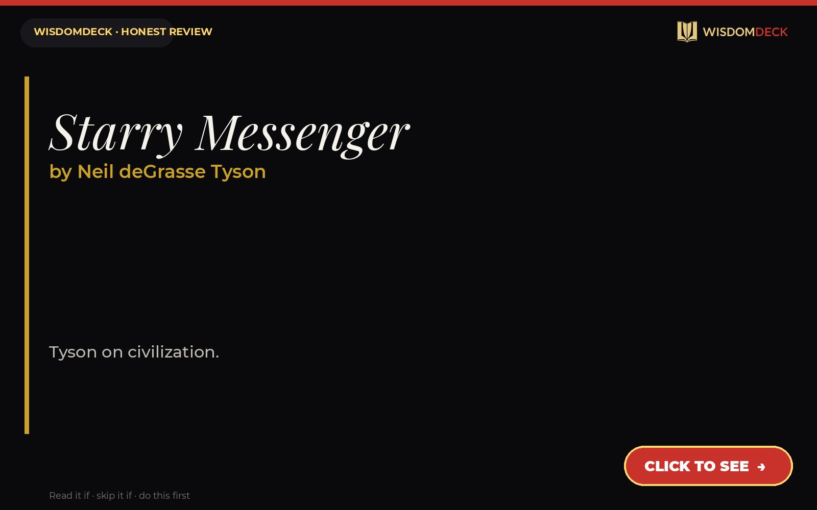 Starry Messenger by Neil deGrasse Tyson — WisdomDeck honest review