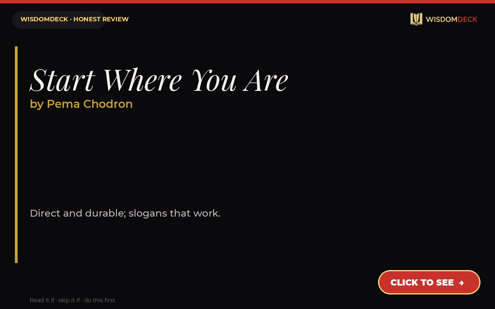 Start Where You Are by Pema Chodron — WisdomDeck review