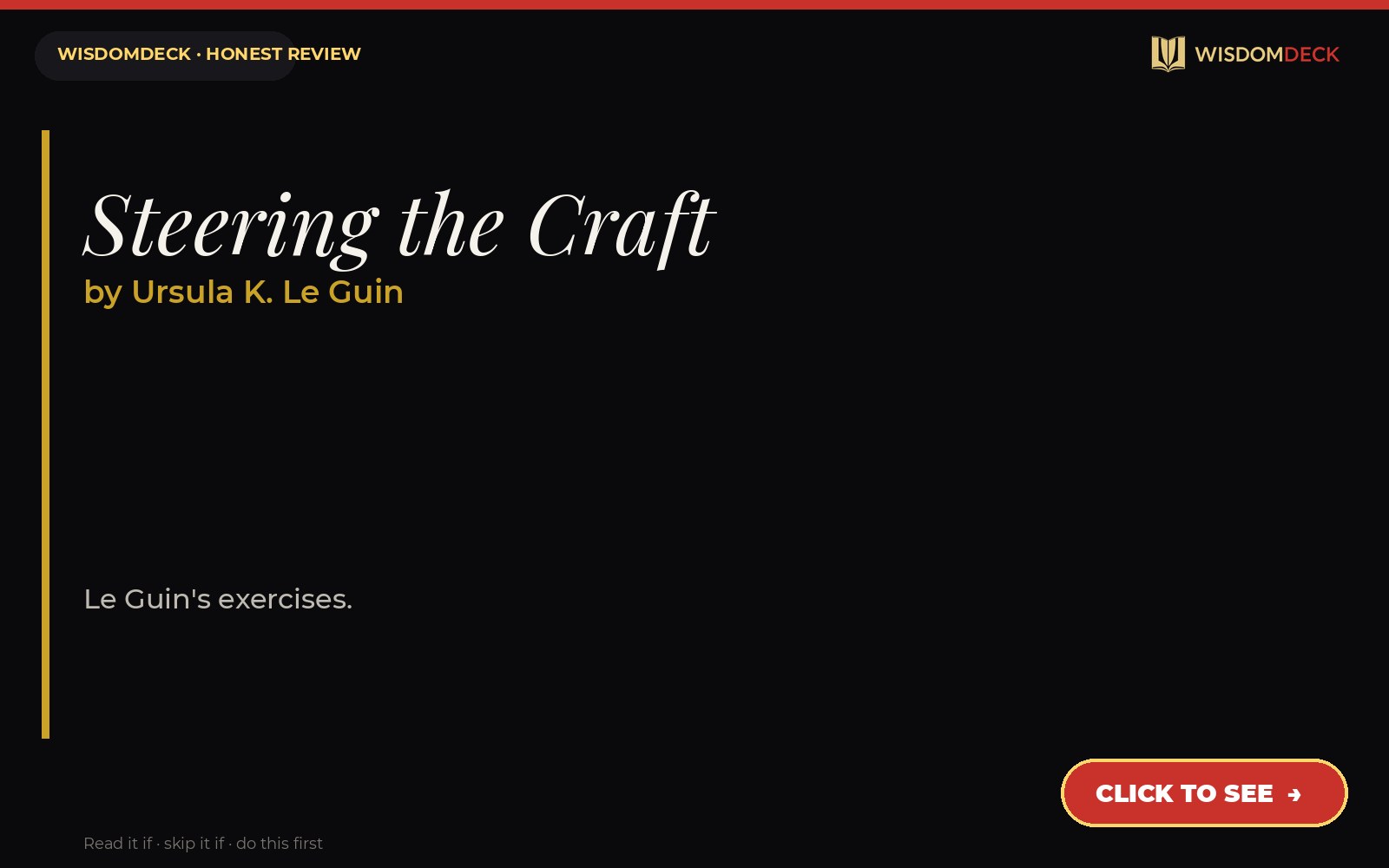 Steering the Craft by Ursula K. Le Guin — WisdomDeck honest review