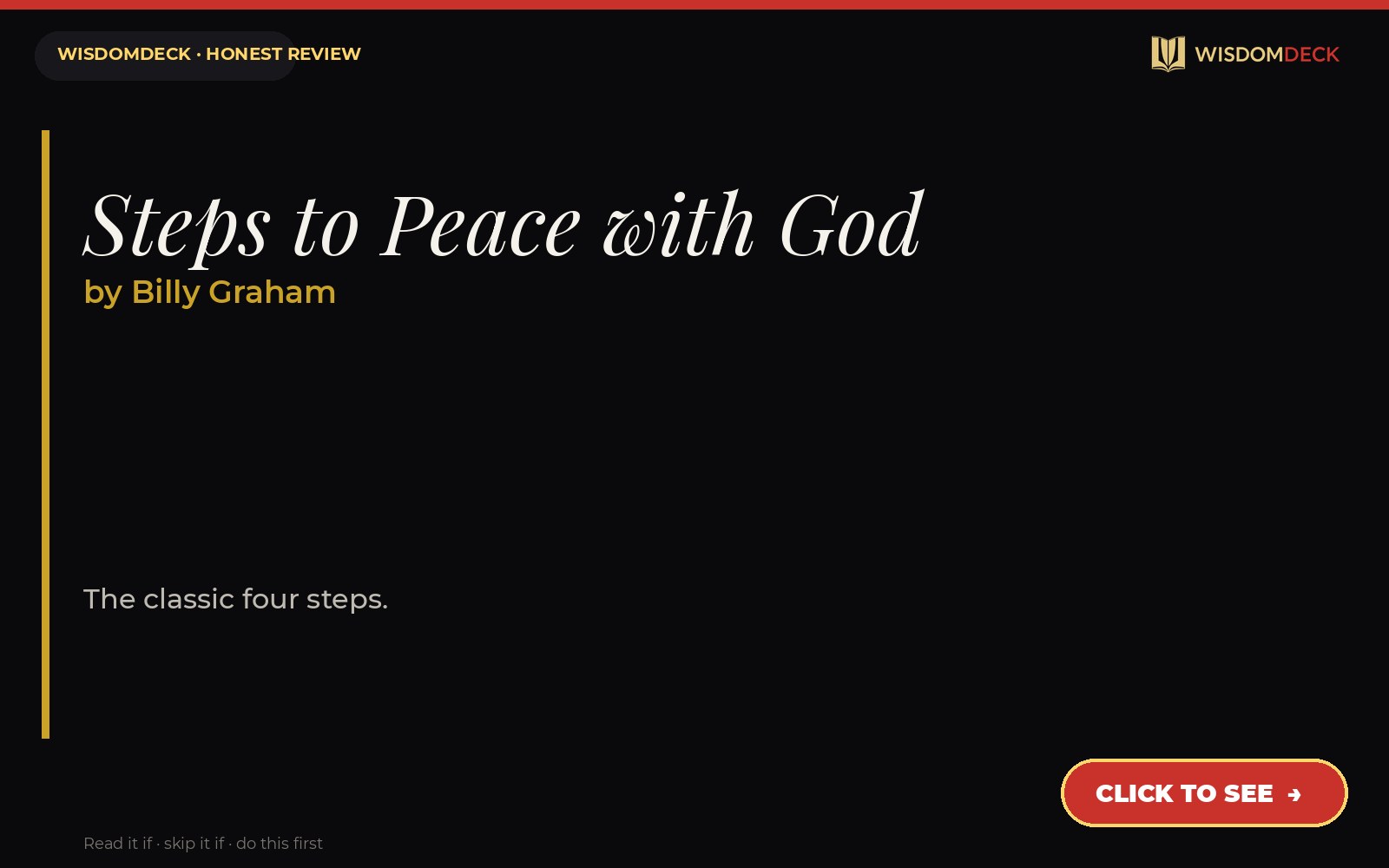 Steps to Peace with God by Billy Graham — WisdomDeck review