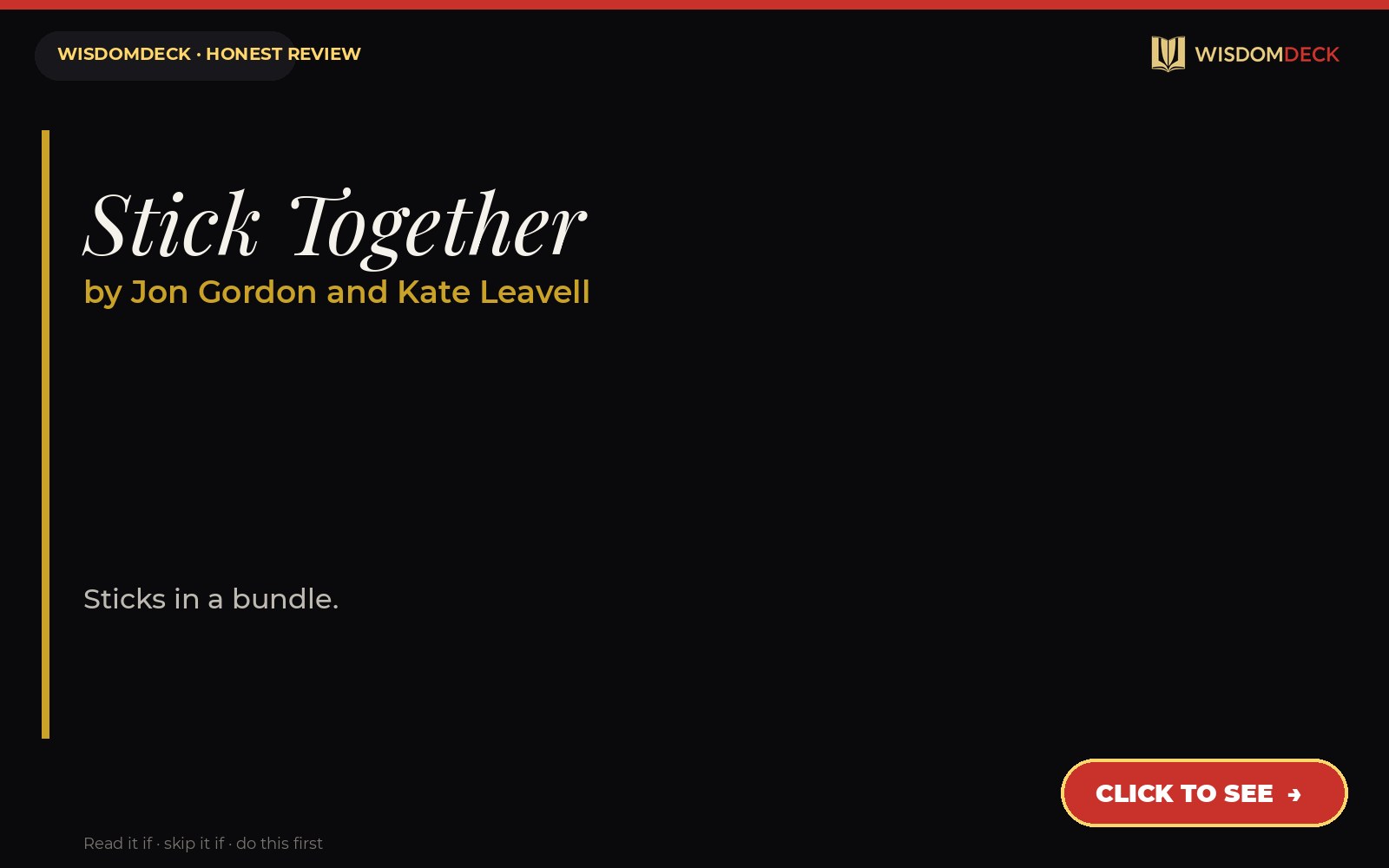 Stick Together by Jon Gordon and Kate Leavell — WisdomDeck honest review
