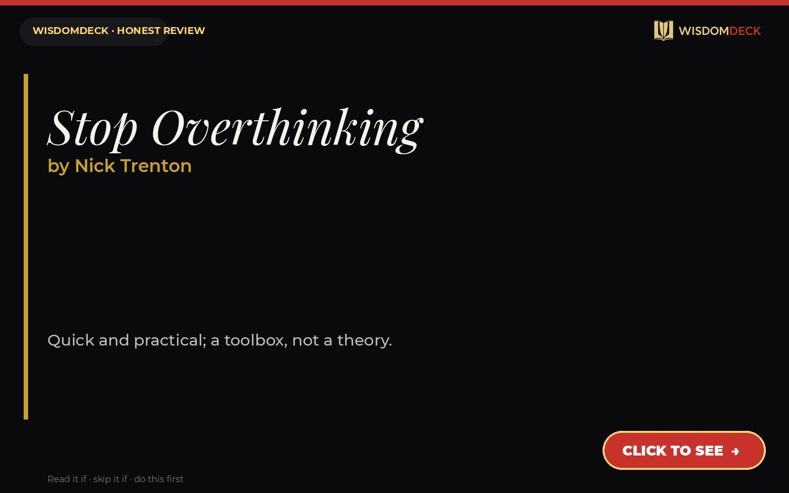 Stop Overthinking by Nick Trenton — WisdomDeck review