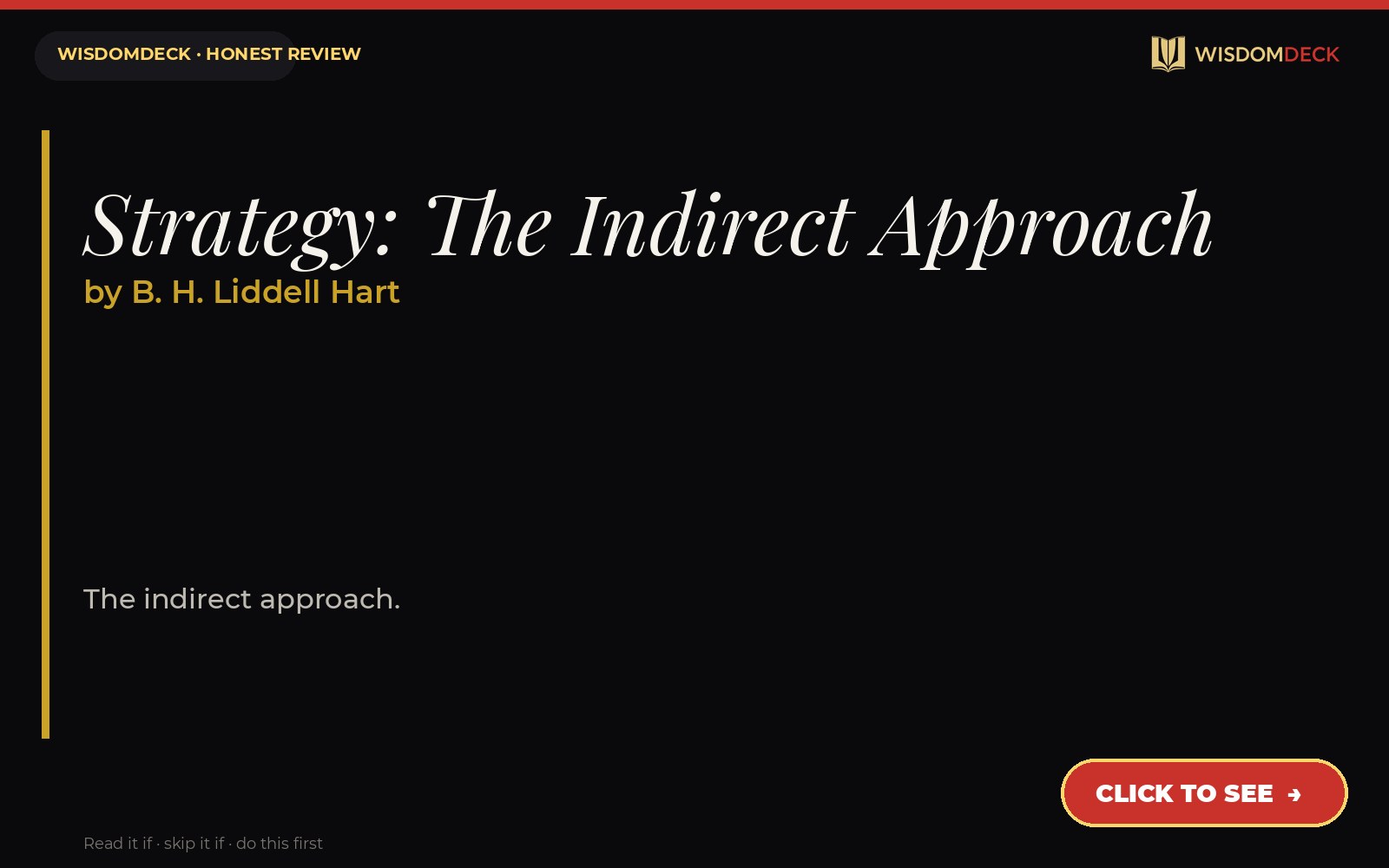Strategy: The Indirect Approach by B. H. Liddell Hart — WisdomDeck review