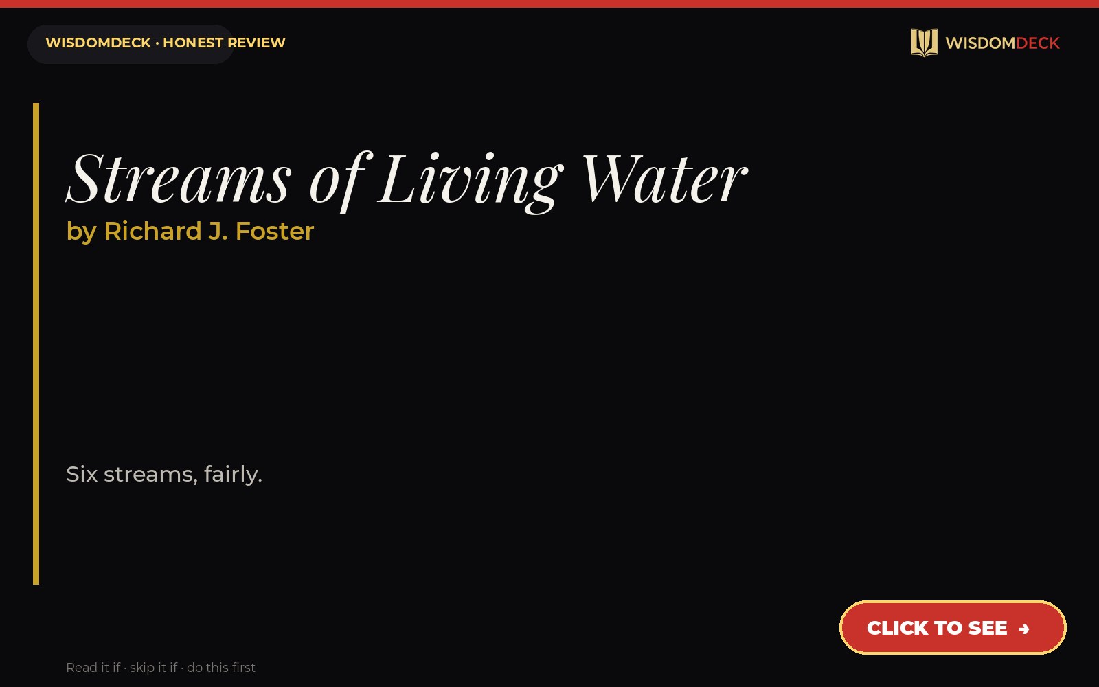 Streams of Living Water by Richard J. Foster — WisdomDeck review